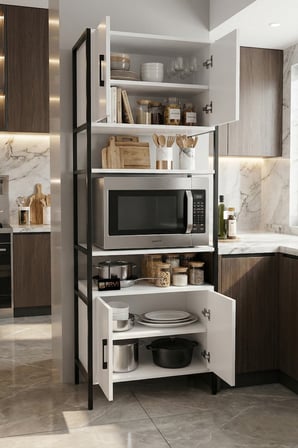 HOBİBAHÇEM Fırın Dolabı Metal Ayaklı Beyaz 64 cm HB006