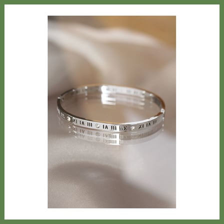 HOBİBAHÇEM 316L Çelik Roma Rakamlı Silver Renk Bilezik Kelepçe HB006