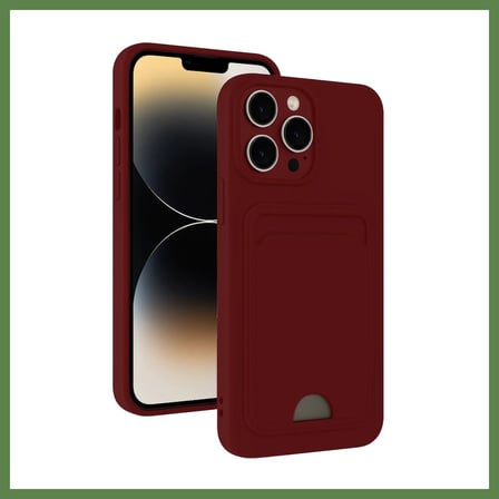 HOBİBAHÇEM iPhone 15 Pro Max Uyumlu Kılıf Kelvin Kartvizitli Silikon - Bordo HB006