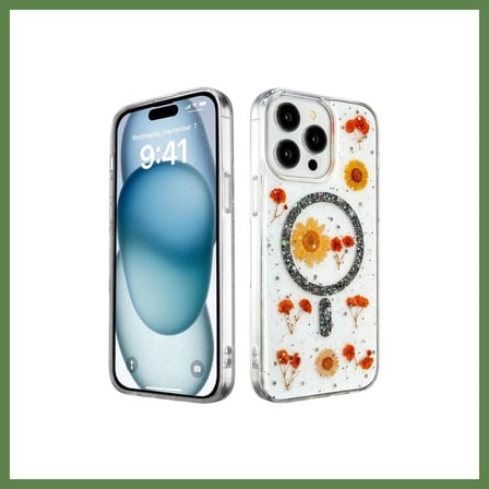 HOBİBAHÇEM iPhone 14 Pro Max Uyumlu Kılıf Daisy Simli Magsafe Kapak - Siyah HB006