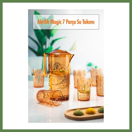 HOBİBAHÇEM Akrilik Bal Sürahi 2,3 lt Ve 6'lı Su Meşrubat Kahve Yanı Bardağı 400 ml Seti ( Cam Değildir ) HB006