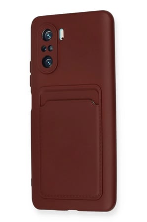 HOBİBAHÇEM Poco F3 Uyumlu Kılıf Kelvin Kartvizitli Silikon - Bordo HB006