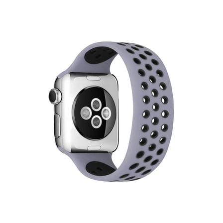 HOBİBAHÇEM Watch 42mm Uyumlu Ayarlı Delikli Silikon Kordon - Gri-Siyah HB006
