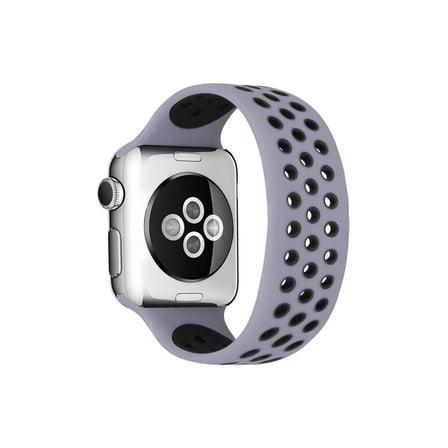 HOBİBAHÇEM Watch 42mm Uyumlu Ayarlı Delikli Silikon Kordon - Gri-Siyah HB006