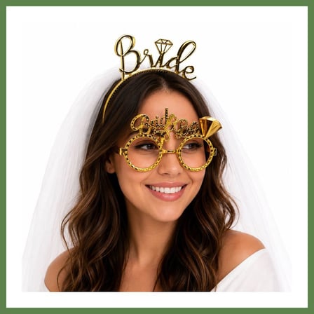 HOBİBAHÇEM Bride Yazılı Gold Taç ve Parti Gözlüğü Seti HB006