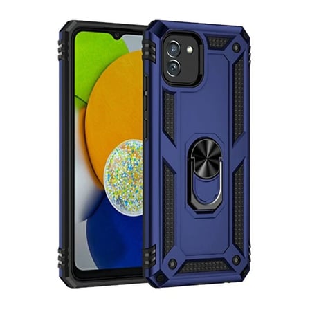 HOBİBAHÇEM Samsung Galaxy A03 Uyumlu Kılıf Sofya Yüzüklü Silikon Kapak - Lacivert HB006