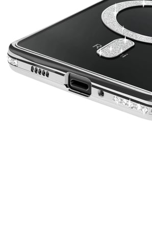 HOBİBAHÇEM Redmi 14C Uyumlu Joke Simli Magneticsafe Kılıf - Gümüş HB006