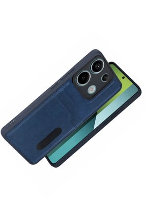 HOBİBAHÇEM Redmi 15C 4G Uyumlu Sara Kartvizitli Deri Kılıf - Lacivert HB006