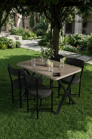 HOBİBAHÇEM Mutfak Masası 4 Sandalyeli Set 110x70 cm Modern Bahçe Cafe Masa Takımı 4 Kişilik Tedy 9883 Anstrasit HB006