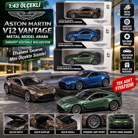 HOBİBAHÇEM RW8243 1:43ASTON MARTON VANTAGE ÇEK BIRAK ARABA METAL MODEL ARABA adet fiyatıdır HB006