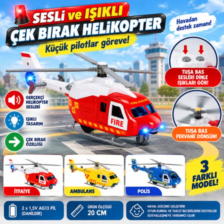 HOBİBAHÇEM Sesli ve Işıklı Çek Bırak Helikopter HB006