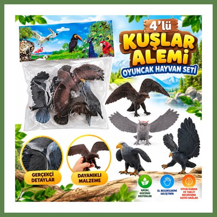 HOBİBAHÇEM DMN058-4 4LÜ KUŞLAR ALEMİ OYUNCAK HAYVAN SETİ HB006