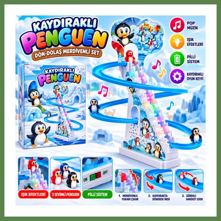 HOBİBAHÇEM DMN2021-4 KAYDIRAKLI DÖN-DOLAŞ MERDİVENLİ PENGUEN SETİ HB006