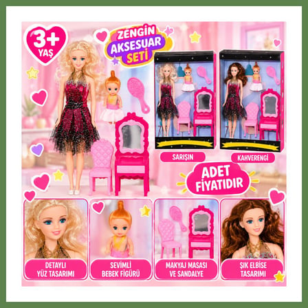 HOBİBAHÇEM 02412 Anlily Makyaj Masalı Bebek / +3 yaş adet fiyatıdır HB006