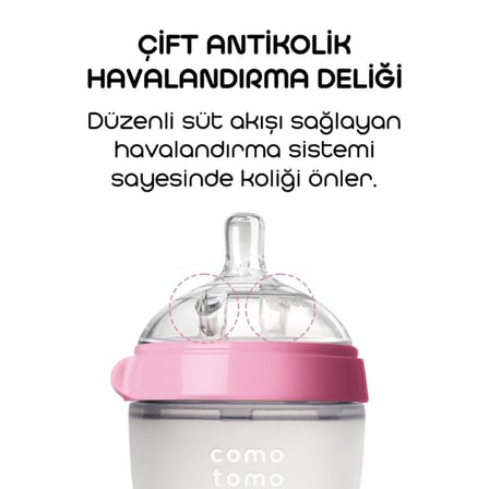 HOBİBAHÇEM Comotomo Antikolik Silikon Biberon 250 ml 3-6 Ay Pembe · Renk: Pembe HB006