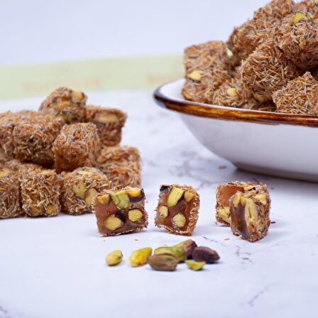 Kadayıflı Çifte Kavrulmuş Antep Fıstıklı Lokum 500 Gr
