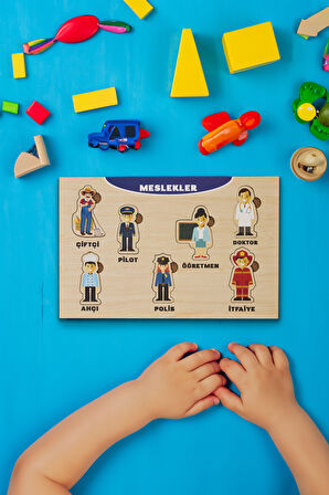 Meslekleri Öğreniyorum Puzzle Ahşap Bul Tak Yapboz