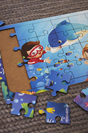 Ahşap 24'lü Yapboz Dalgıç Puzzle