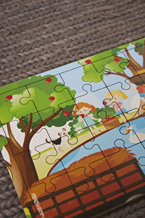 Ahşap 24'lü Yapboz Piknik Puzzle