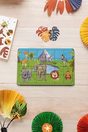 Ahşap 24'lü Yapboz Safari Puzzle