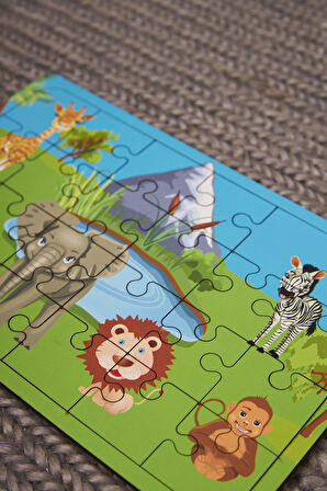 Ahşap 24'lü Yapboz Safari Puzzle