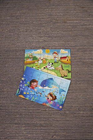 Okul Öncesi Başlangıç Yapboz Çiftliğim Ve Dalgıç Ahşap Puzzle Set