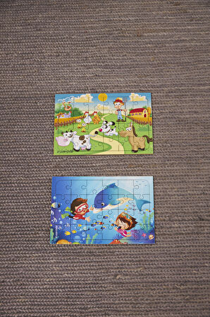 Okul Öncesi Başlangıç Yapboz Çiftliğim Ve Dalgıç Ahşap Puzzle Set