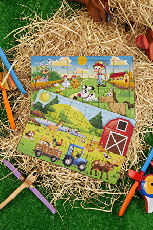 Okul Öncesi Başlangıç Yapboz Çiftliğim Ve Çiftlik Ahşap Puzzle Set