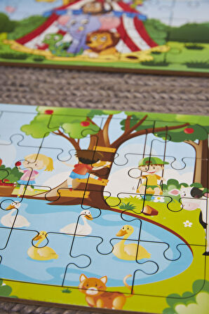 Okul Öncesi Başlangıç Yapboz Sirk Ve Pikniki Ahşap Puzzle Set