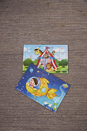 Okul Öncesi Başlangıç Yapboz Sirk Ve Uzaya Yolculuk Ahşap Puzzle Set