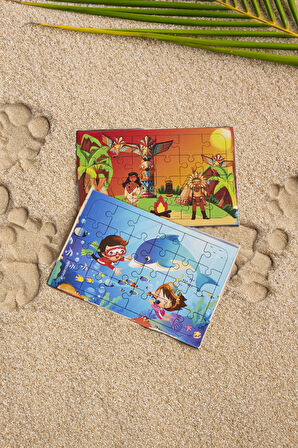 Okul Öncesi Başlangıç Yapboz Kızılderili Ve Dalgıç Ahşap Puzzle Set