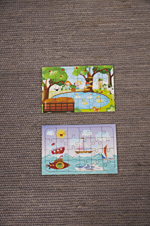 Okul Öncesi Başlangıç Yapboz Piknik Ve Deniz Araçları Ahşap Puzzle Set