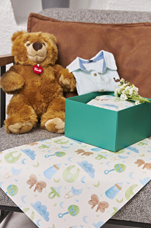 Hediye Paketleme Kağıdı,Bebek Eşya Paketleme: 30 Adet Yüksek Kaliteli Özel Winged Baby Baskılı Ambalaj Kağıdı 110gr. Parlak Kuşe Kağıtlarımızla Şık Hediyeler Hazırlayın 34*48CM 