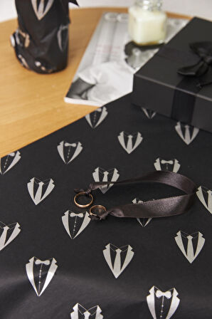 Hediye Paketleme Kağıdı,Çeyiz Damat Bohça Paketi: 30 Adet Yüksek Kaliteli Özel Damat Baskılı Pelur 30gr. Siyah Pelur Kağıtlarımızla Şık Çeyizler Hazırlayın 48*68CM 