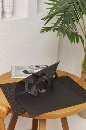 Hediye Paketleme Kağıdı: 40 Adet Yüksek Kaliteli Özel Sarmaşık Baskılı Pelur 30gr. Siyah Pelur Kağıtlarımızla Şık Hediyeler Hazırlayın 48*68CM 