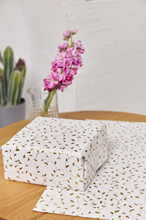 Hediye Paketleme Kağıdı: 40 Adet Yüksek Kaliteli Özel Sarmaşık Baskılı Ambalaj Kağıdı 110gr. Parlak Kuşe Kağıtlarımızla Şık Hediyeler Hazırlayın 48*68CM 