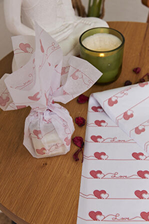 Hediye Paketleme Kağıdı: 40 Adet Yüksek Kaliteli Özel Kalp Yolu Baskılı Pelur 17gr. Pelur Kağıtlarımızla Şık Hediyeler Hazırlayın 34*48CM 