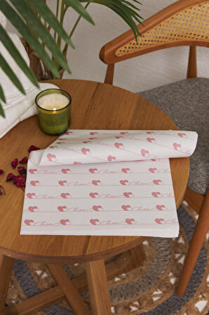 Hediye Paketleme Kağıdı: 50 Adet Yüksek Kaliteli Özel Kalp Yolu Baskılı Pelur 30gr. Pelur Kağıtlarımızla Şık Hediyeler Hazırlayın 34*48CM 