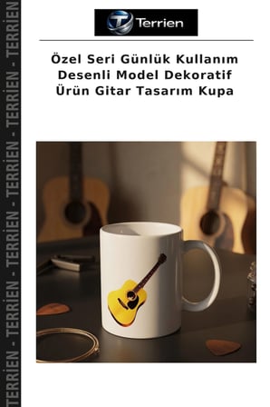 Özel Seri Günlük Kullanım Desenli Model Dekoratif Ürün Gitar Tasarım Kupa
