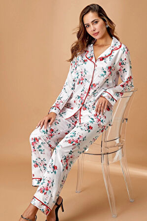 5654 Bayan Saten Pijama Takımı
