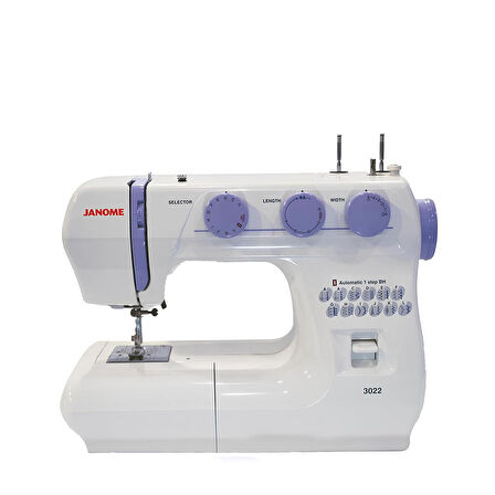 Janome 3022 Dikiş Makinesi | Uzatma Tablalı | Ev Tipi Dikiş Makinesi | Aile Tipi Dikiş Makinesi | İlik Dahil 23 Değişik Dikiş Ve Desen | 5mm Genişliğinde Zikzak Yapabilme | 4mm Dikiş Adım Ayarı