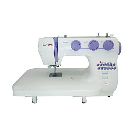 Janome 3022 Dikiş Makinesi | Uzatma Tablalı | Ev Tipi Dikiş Makinesi | Aile Tipi Dikiş Makinesi | İlik Dahil 23 Değişik Dikiş Ve Desen | 5mm Genişliğinde Zikzak Yapabilme | 4mm Dikiş Adım Ayarı