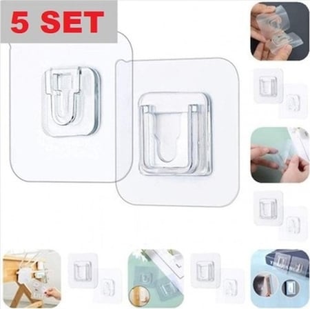 Cmt Geçmeli Klips Eşya Sabitleme Askısı 5 Set Plastik Malzeme ile Çok Amaçlı Kullanım