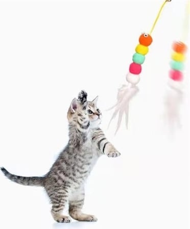 Cmt Elastik Kendinden Yapışkanlı Kedi Oyun Oltası Renkli Kumaş Materyal ile Eğlenceli Oyun
