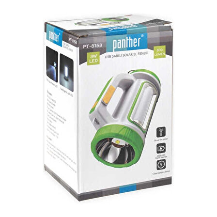 Panther PT-8158 Solar USB Şarjlı El Feneri