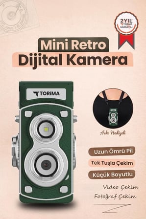 Görüntü Cihazı Taşınabilir Mini Retro Dijital Fotoğraf Makinesi CMR44 Yeşil 1080P