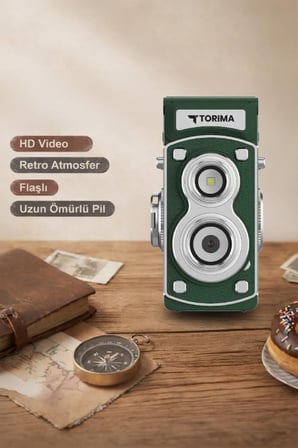 Görüntü Cihazı Taşınabilir Mini Retro Dijital Fotoğraf Makinesi CMR44 Yeşil 1080P