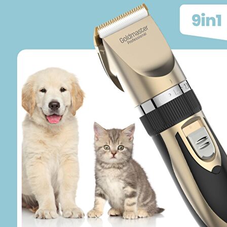 GoldMaster Pati 9in1 Şarjlı Kedi Köpek Tıraş Seti Pet Evcil Hayvan Tüy Kesme Tıraş Tıraş Makinesi-GM-8182-2