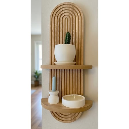 Ustaağaç Meşe Renkli 2 Kademeli Dekoratif Duvar Rafı 70 cm x 20 cm MDF Malzemeden Üretilmiştir