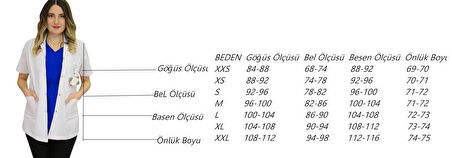 Gömlek Yaka Kadın Ceket Boy - Kısa Kol Doktor Önlüğü , Öğretmen Laboratuvar , Hastane Beyaz Önlük